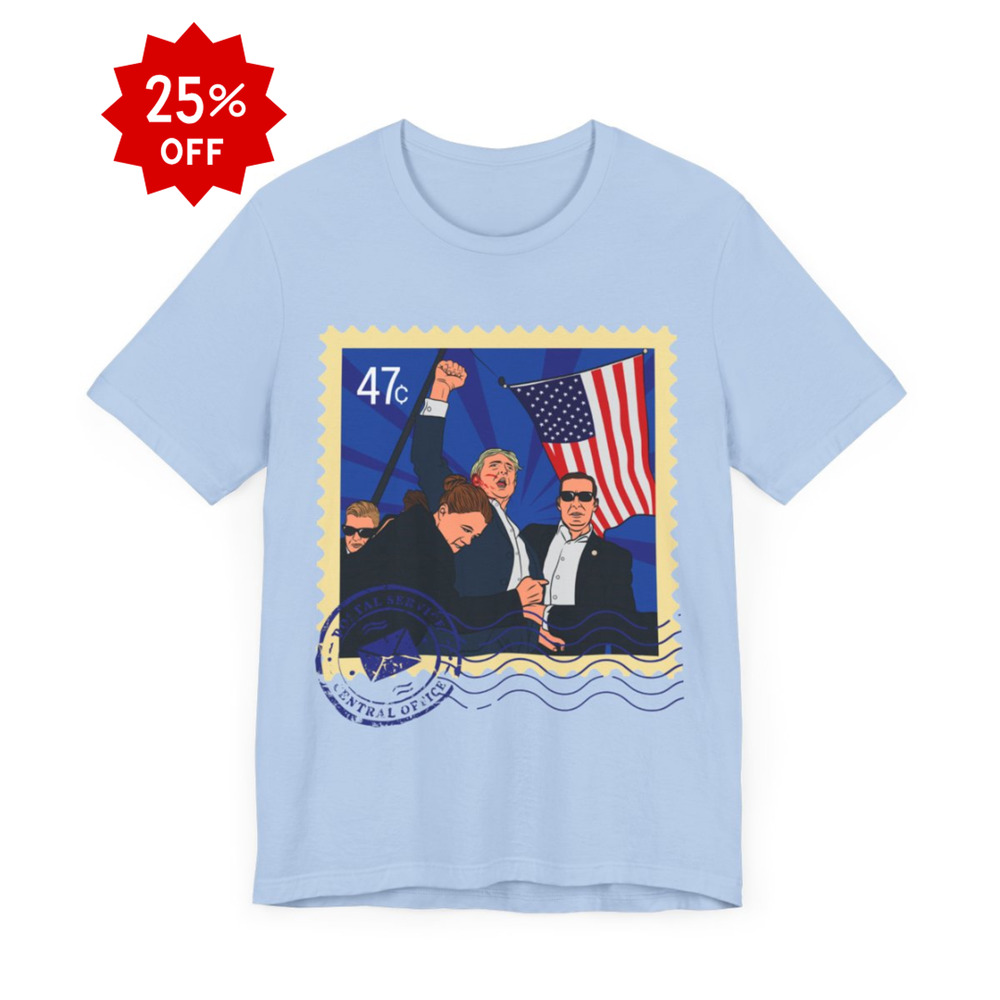 Trump 47c Assassination Defiance Pop Art Postage Stamp - Unisex T-Shirt